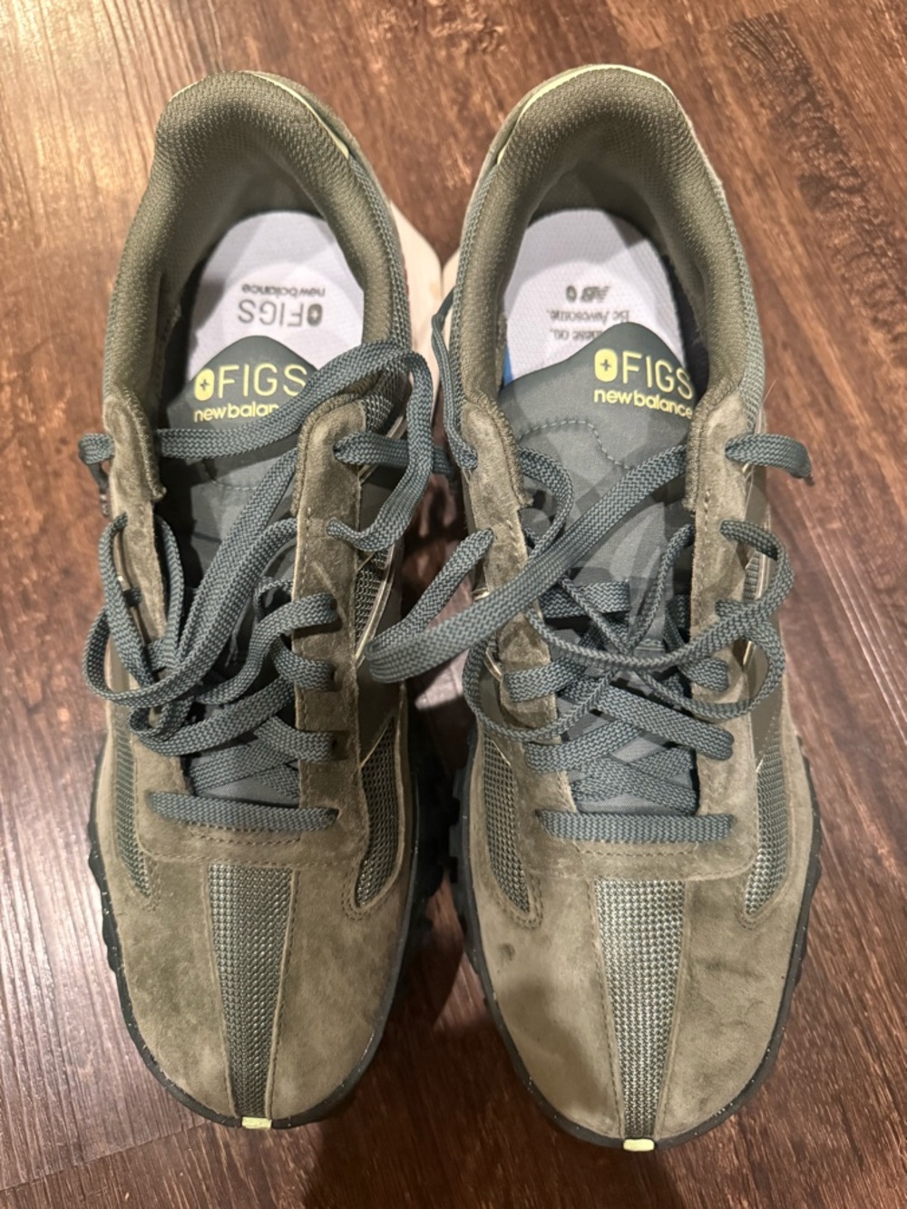 FIGS x New Balance Men's Olive moss Green Suede Sneakers, 11.5 men’s. Great cond